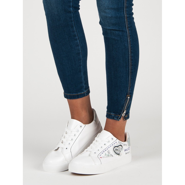 Bílé tenisky s potiskem bílý šedá 1