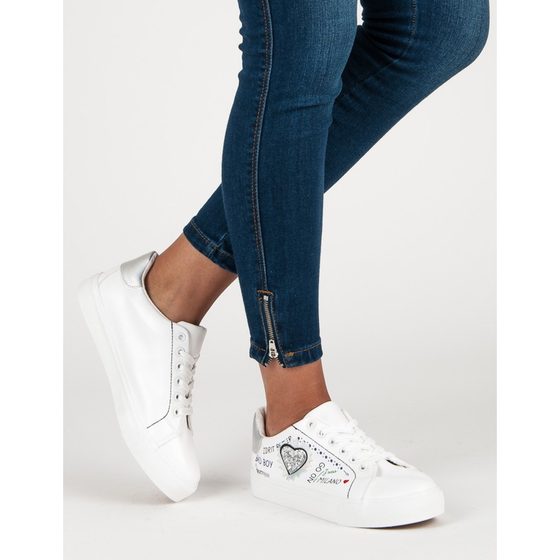 Bílé tenisky s potiskem bílý šedá 2