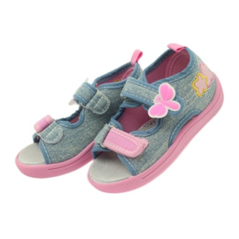 American Club Pantofle, sandály, džíny američtí motýli modrý růžový 4