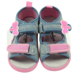 American Club Pantofle, sandály, džíny američtí motýli modrý růžový 3