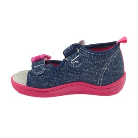 American Club Americká dětská obuv sandály motýli kožená stélka růžový námořnická modrá 2