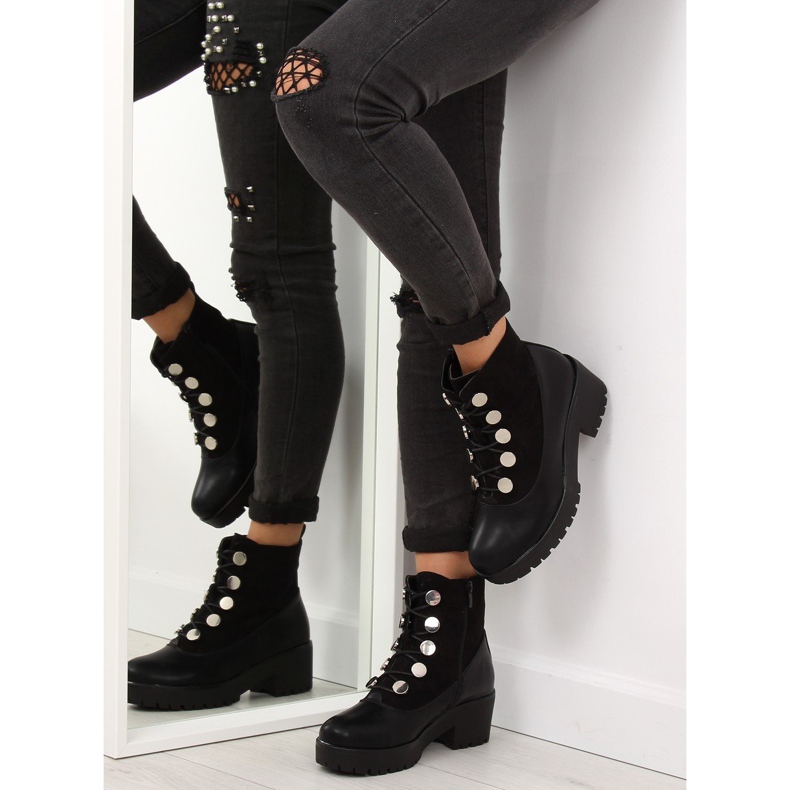 Černé boty JD-19 se silnou podrážkou černý 2