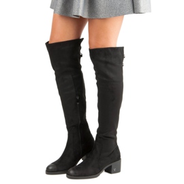 Semišové boty na vysokém podpatku vinceza černá 1