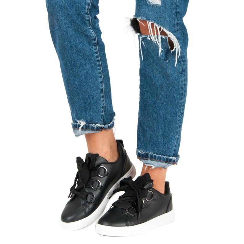 Super Me Černé šněrovací tenisky černá 1