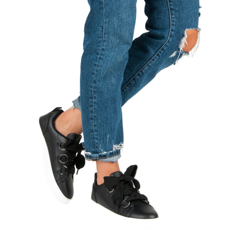 Super Me Černé šněrovací tenisky černý 2