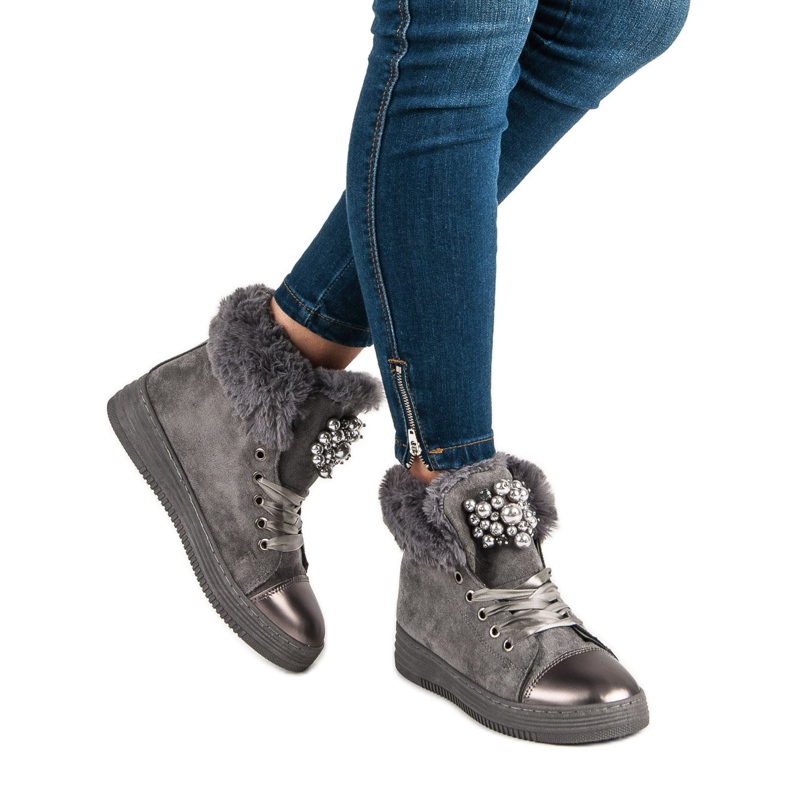 Teplé tenisky šedá 2