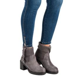 Seastar Semišové kozačky na vysokém podpatku šedá 2