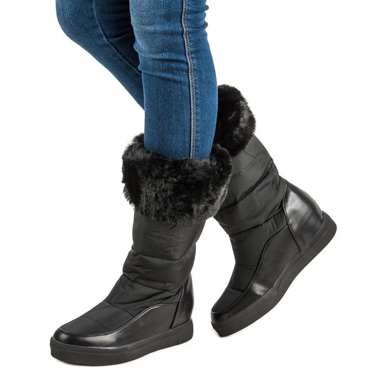 Seastar Černé sněhové boty s kožešinou černý 1