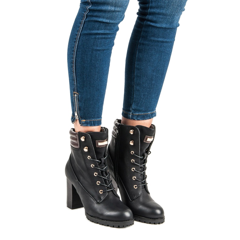 Kayla Vázané kotníkové boty na vysokém podpatku černá 2