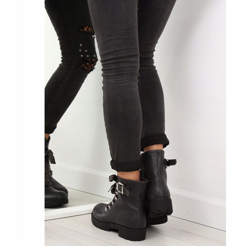 Šedé kozačky se stužkou šedé FC-H125 Grey šedá 1