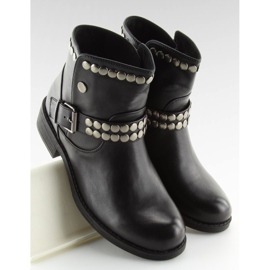 Černé kozačky s cvočky černé HUQ-008 Black černý 1