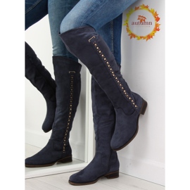 Kozačky nad kolena, tmavě modrá 990-PG modrá námořnická modrá 1