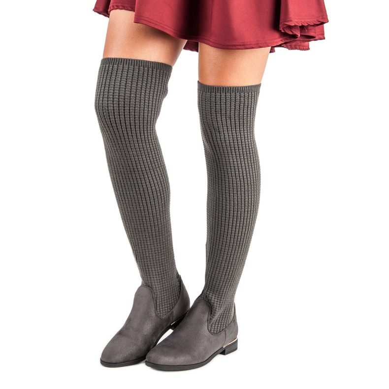 Super Me Přizpůsobené dámské kozačky šedá 1