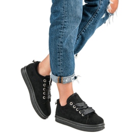 Módní semišové tenisky černá 1