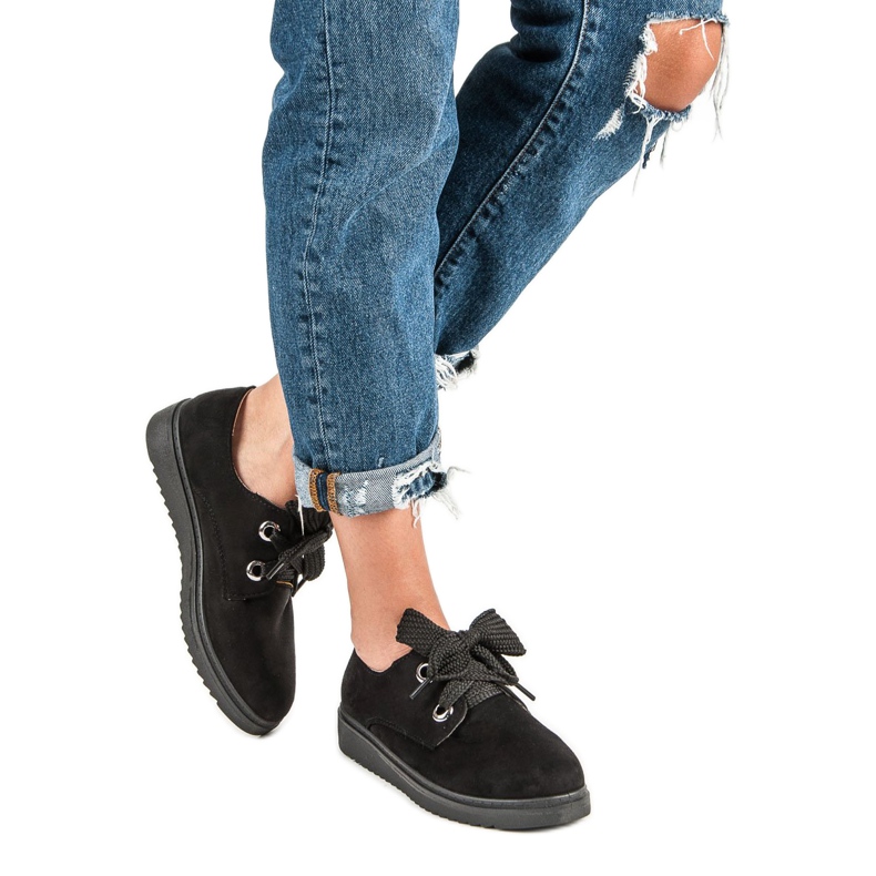 Semišové šněrovací tenisky černý 1