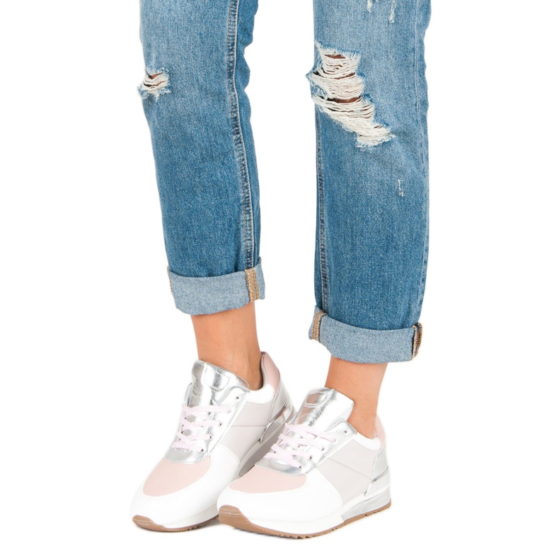 Betler Pastelové sportovní boty bílý šedá růžový 1