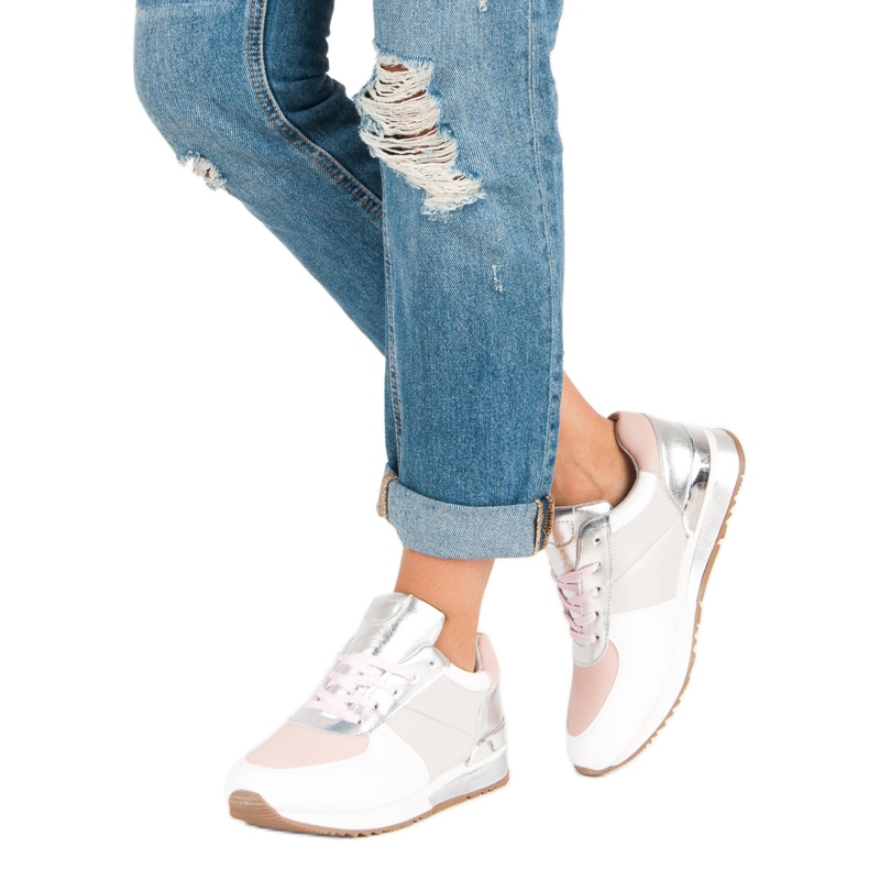 Betler Pastelové sportovní boty bílý šedá růžový 2