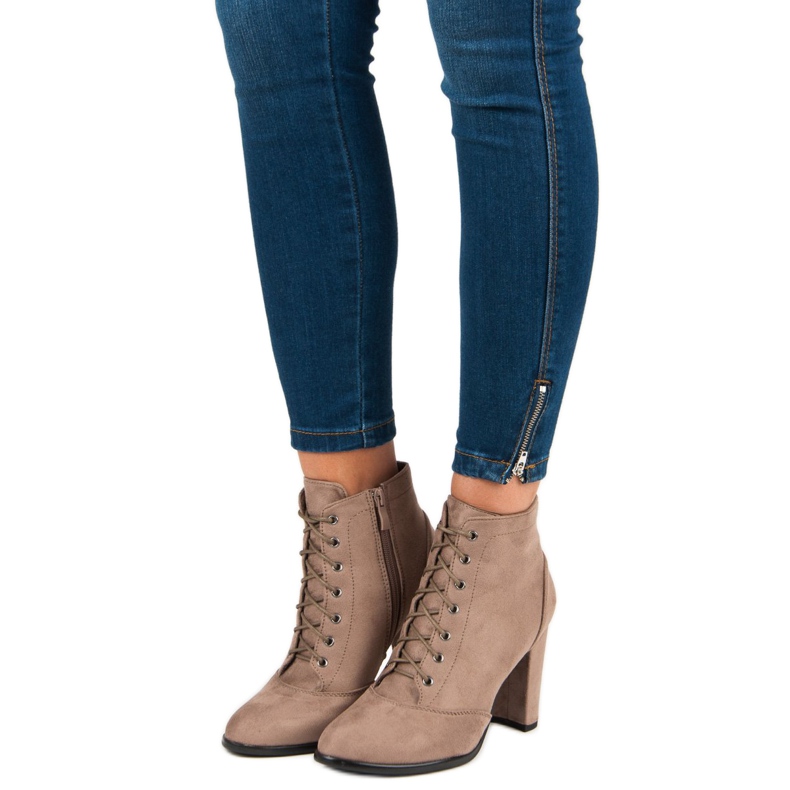 Juliet Vázané boty na sloupku hnědý 1