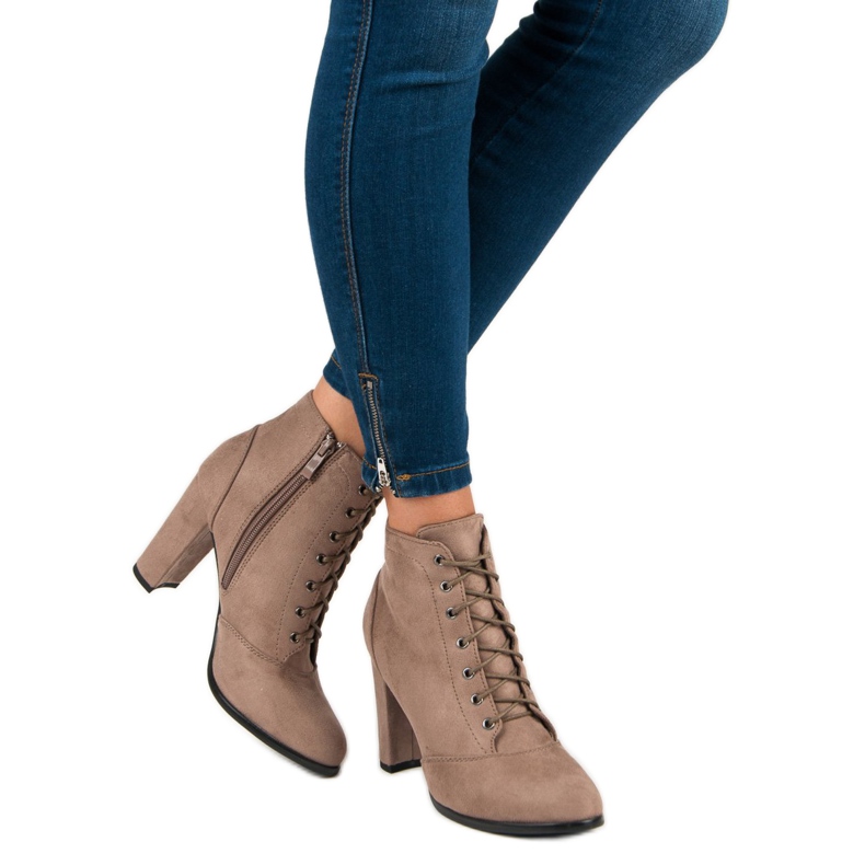 Juliet Vázané boty na sloupku hnědý 2