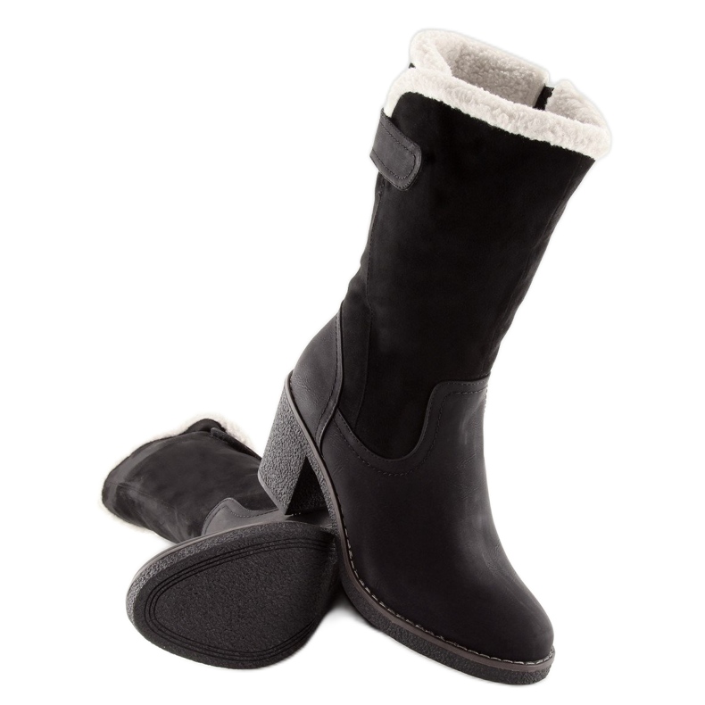 Černé kozačky pro ženy stabilní T132 Black černý 1