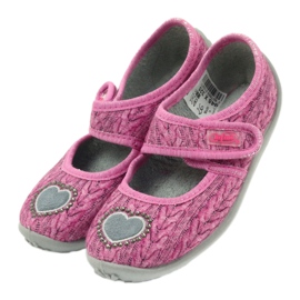 Befado dětské boty balerínky pantofle 945x325 šedá růžový 4