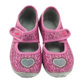 Befado dětské boty balerínky pantofle 945x325 šedá růžový 3
