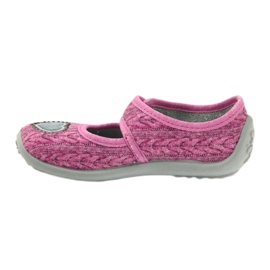 Befado dětské boty balerínky pantofle 945x325 šedá růžový 2