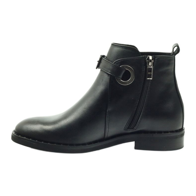 Edeo Dámské černé kožené boty izolované polárním 3243 černý 2