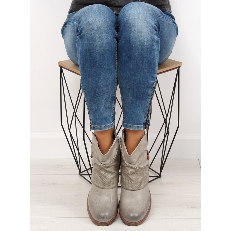 Šedé šedé boty pro ženy 640-PA Šedá 1