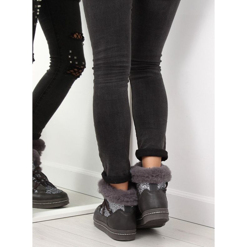 AX05 šedé měsíční sněhové boty šedá 1