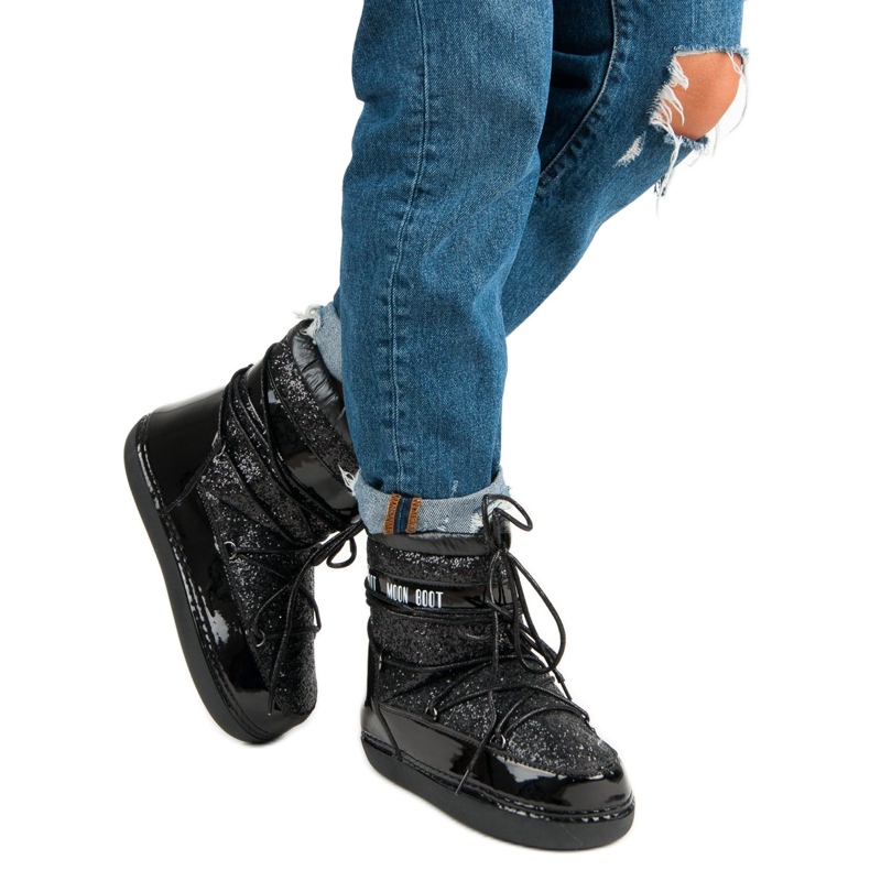 Módní černé sněhové boty černý 2