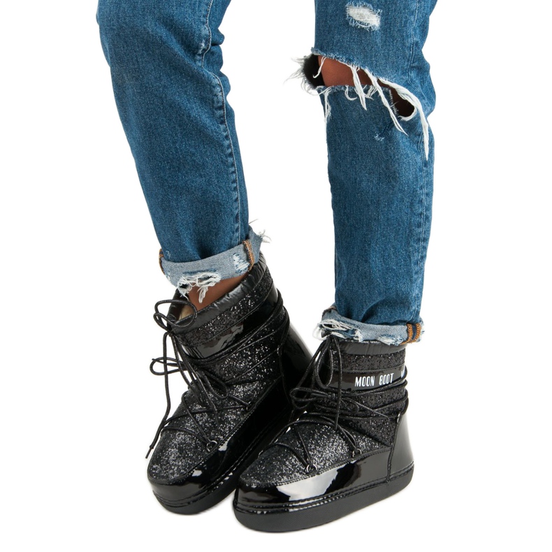 Módní černé sněhové boty černá 1