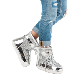 Módní stříbrné sněhové boty šedá 2