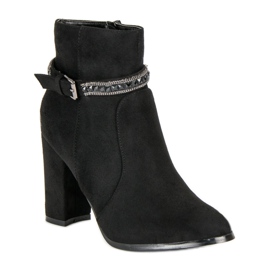 Semišové kozačky na vysokém podpatku od VINCEZA černá 2