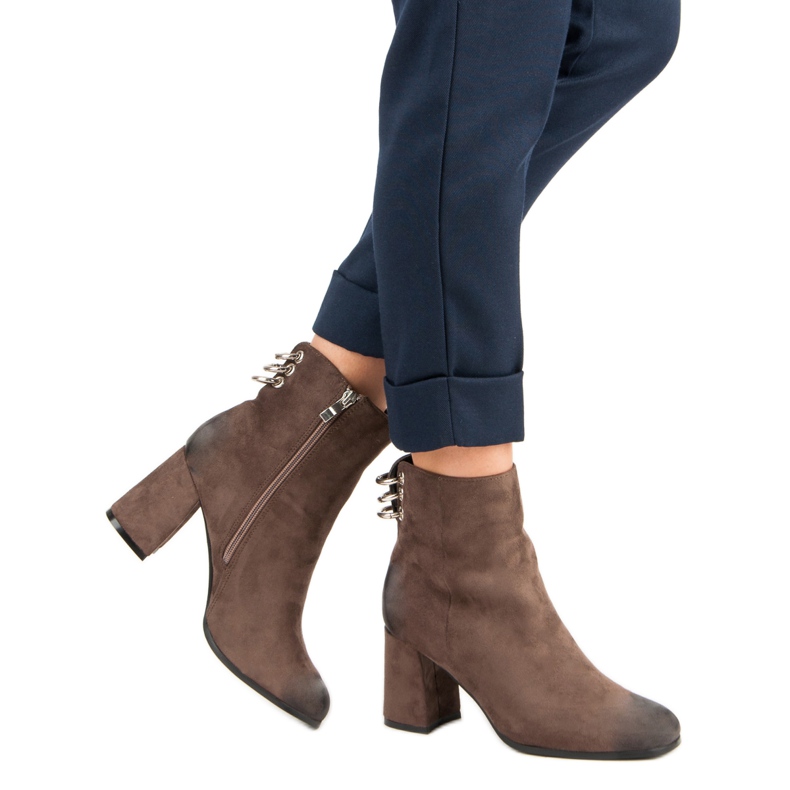 Stylové kozačky na sloupku VINCEZA hnědý 1