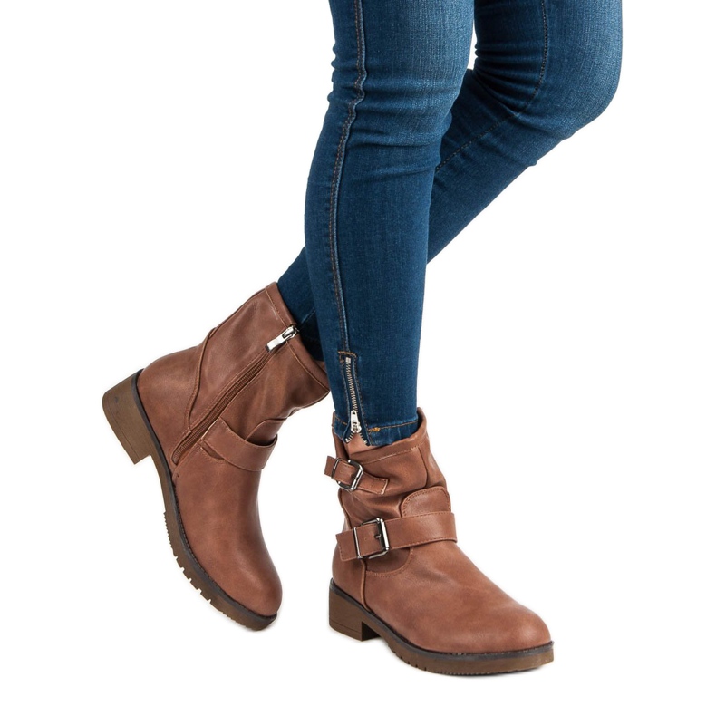 Encor Hnědé motorkářské boty hnědý 1