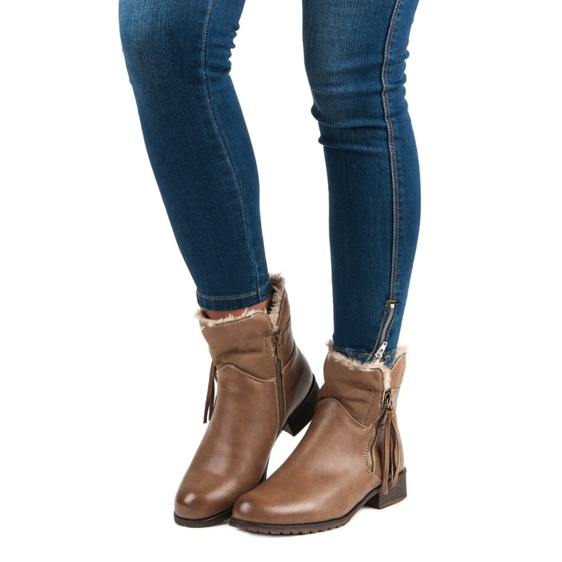 Forever Folie Teplé dámské kozačky hnědý 1