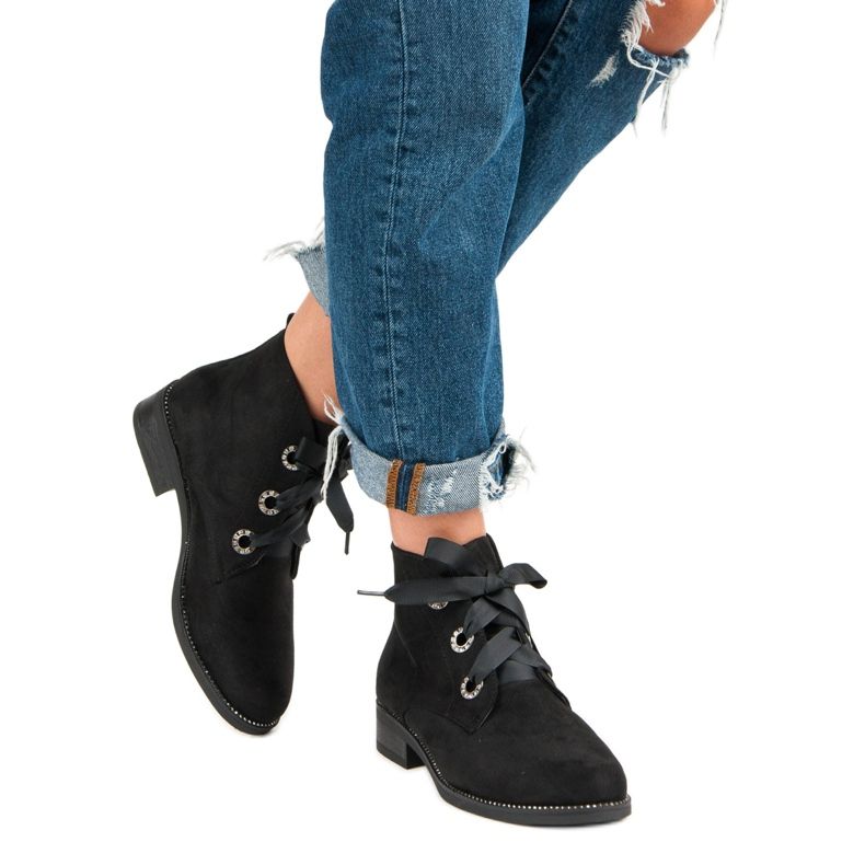 Seastar Vázané semišové boty černá 2