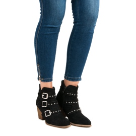 Neformální kotníkové boty na vysokém podpatku černá 1