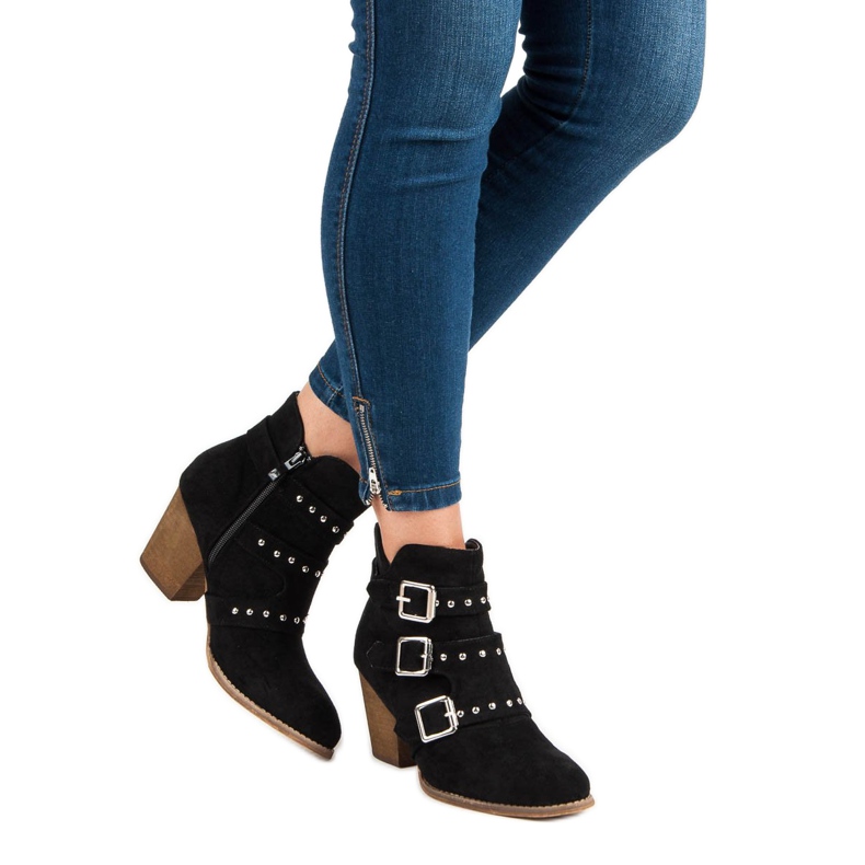 Neformální kotníkové boty na vysokém podpatku černá 2