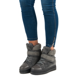 Teplé šedé boty šedá 1