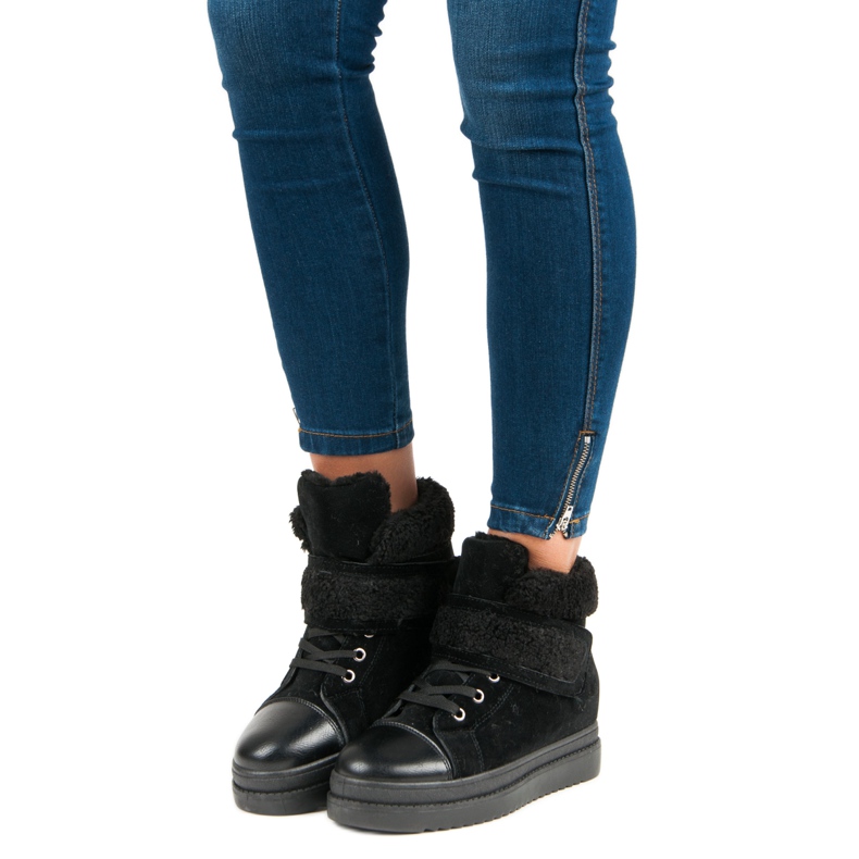 Teplé černé boty černá 1
