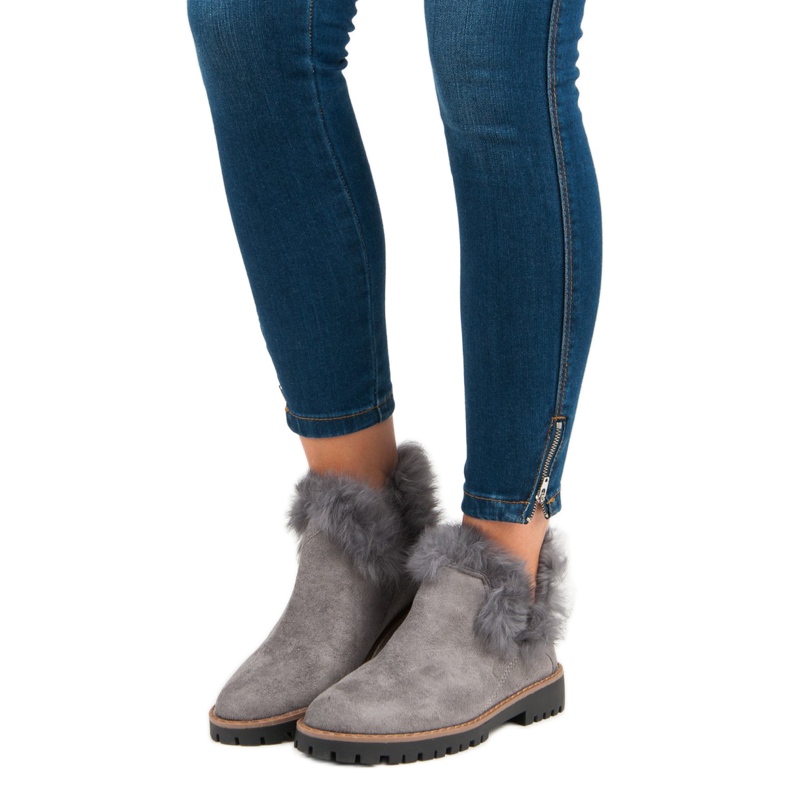 Forever Folie Nazouvací semišové kotníkové boty šedá 1