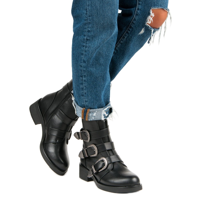 Ideal Shoes Módní boty na podzim černá 2