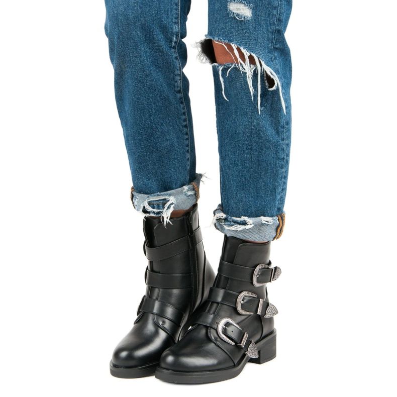 Ideal Shoes Módní boty na podzim černá 1