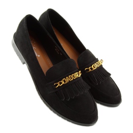 Černé Dámské černé mokasíny HW308 Black černý 1