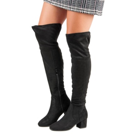 Seastar Semišové kozačky nad kolena černý 2