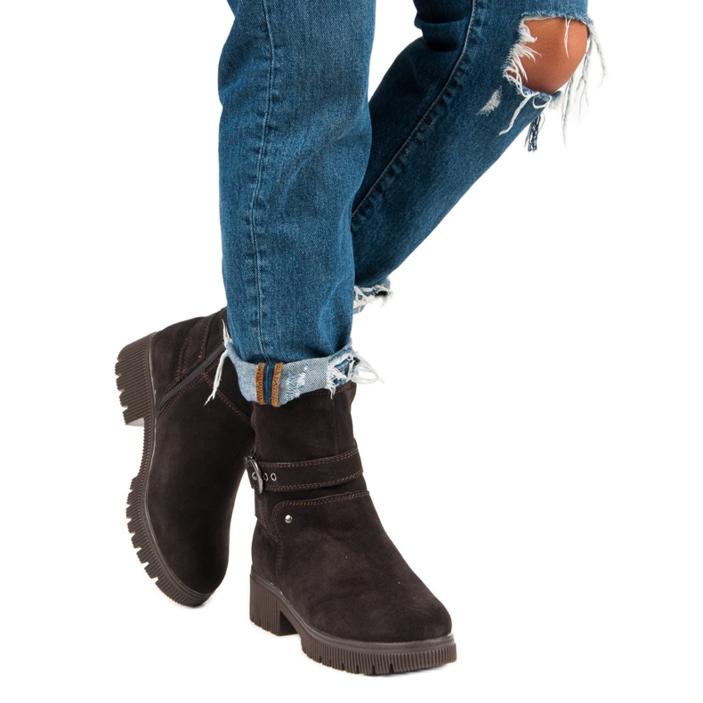 Teplé kožené boty hnědý 2