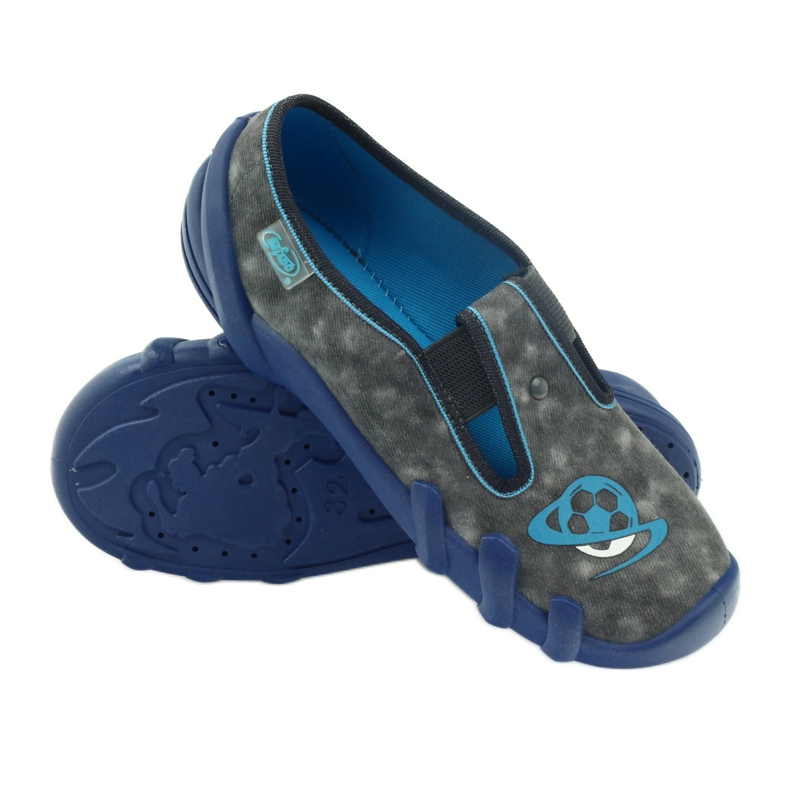 Pantofle dětské boty Befado 290y163 modrý šedá 3