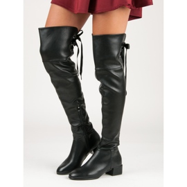 Černé mušketýrské boty černý 2